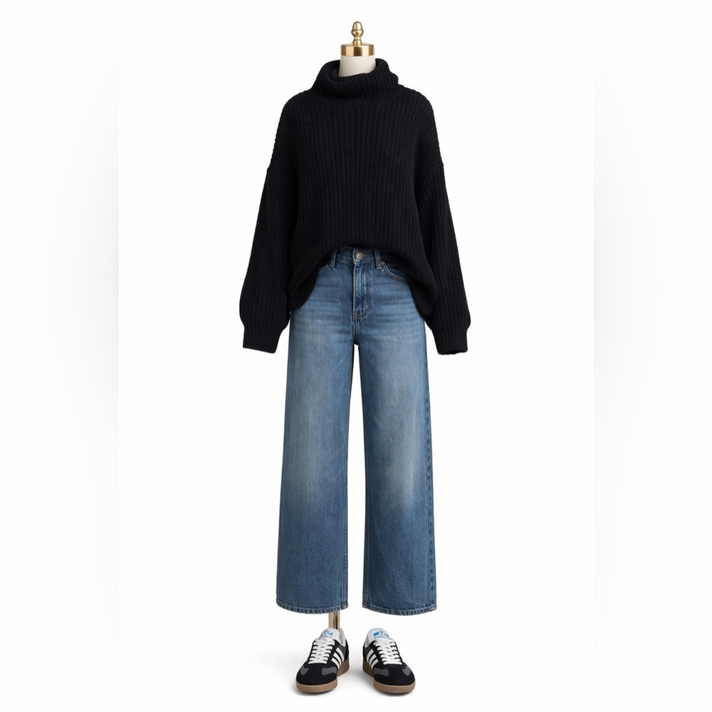 Free People Black Cowl Neck Sweater